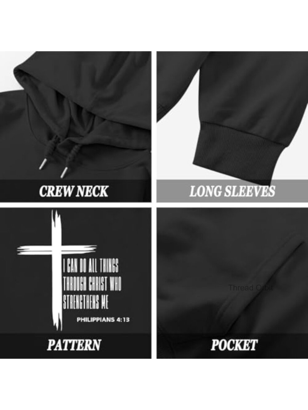 Christian Graphic Hoodie Teen Jesus Faith God Bible Verse Pullover - Picture 4 of 5